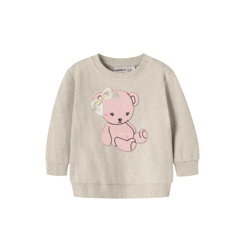 NAME IT BABY Ketty langærmet sweatshirt - Peyote Melange
