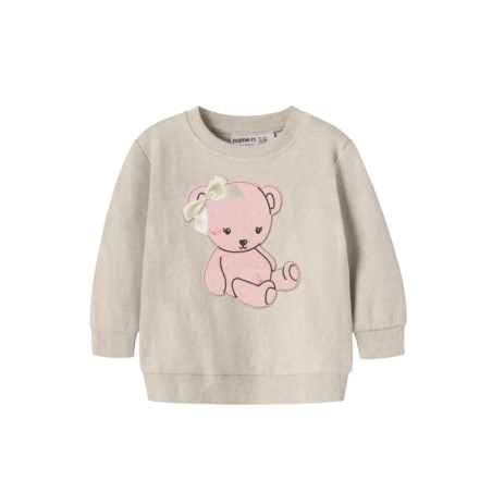 NAME IT BABY Ketty langærmet sweatshirt - Peyote Melange