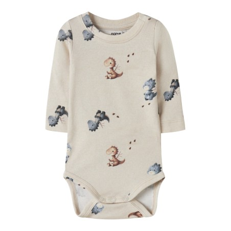 NAME IT BABY Karlos langærmet body - Peyote Melange