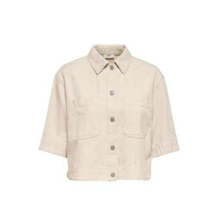 JDY Havanna kortærmet embroidery skjorte - Ecru