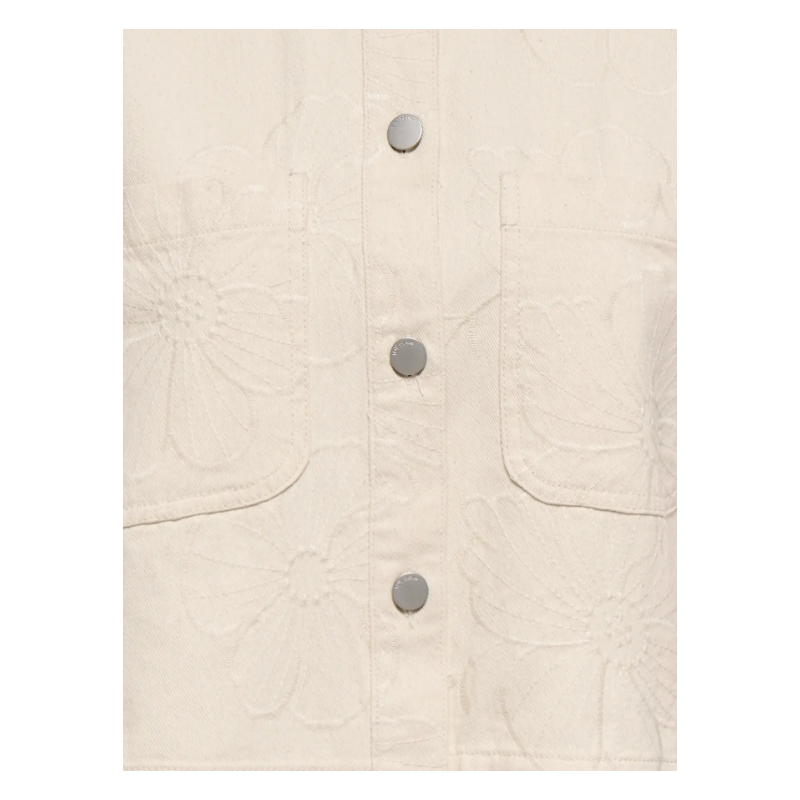 JDY Havanna kortærmet embroidery skjorte - Ecru