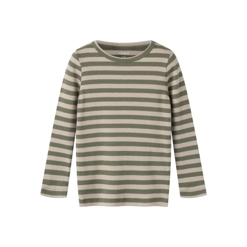 NAME IT Mini Banio langærmet x-slim bluse - Dusty olive