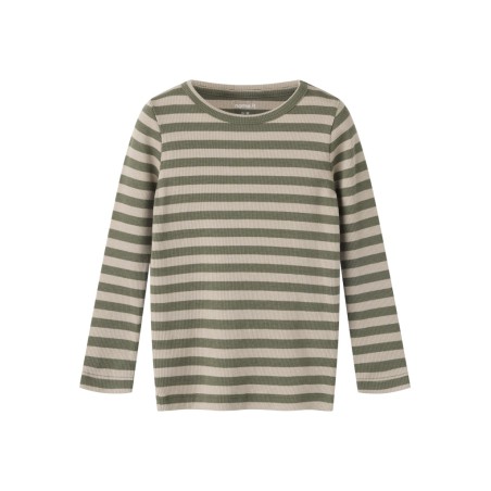 NAME IT Mini Banio langærmet x-slim bluse - Dusty olive
