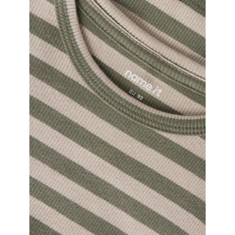 NAME IT Mini Banio langærmet x-slim bluse - Dusty olive