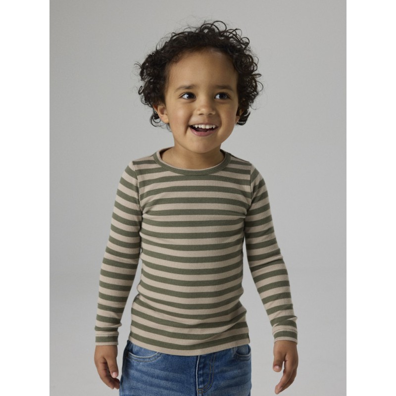 NAME IT Mini Banio langærmet x-slim bluse - Dusty olive