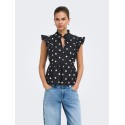ONLY Kai peplum flæse top - Black / White Dots