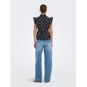 ONLY Kai peplum flæse top - Black / White Dots