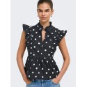ONLY Kai peplum flæse top - Black / White Dots