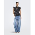 ONLY Kai peplum flæse top - Black / White Dots