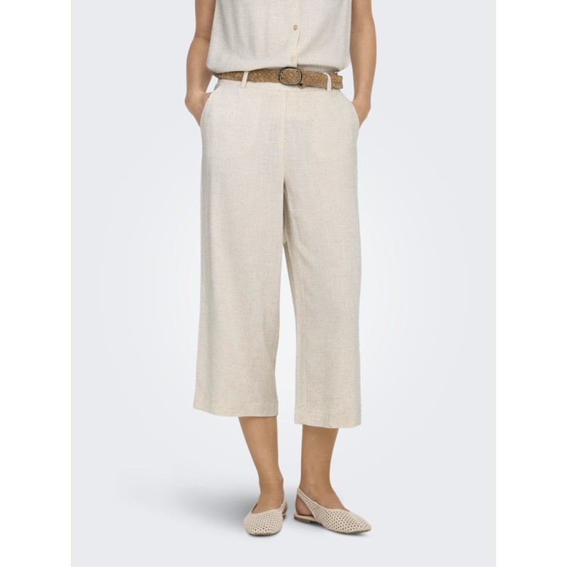 ONLY Siesta højtaljede Hør culotte bukser - Moonbeam