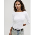 JJXX Fiffi 3/4 boatneck t-shirt - Bright White