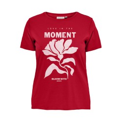 ONLY CARMAKOMA Night kortærmet t-shirt - Barbados Cherry Moment W. White Bloom