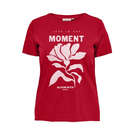 ONLY CARMAKOMA Night kortærmet t-shirt - Barbados Cherry Moment W. White Bloom