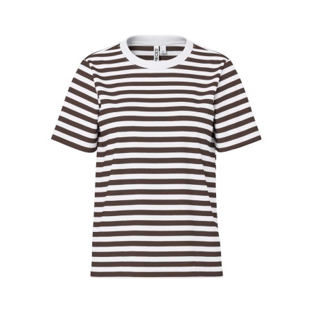 PIECES Ria kortærmet stribet t-shirt  - Hot Fudge