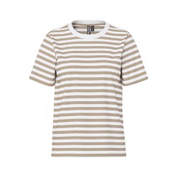 PIECES Ria kortærmet stribet t-shirt  - Silver Mink