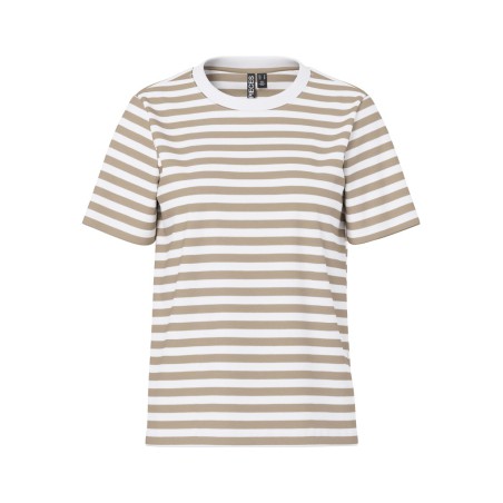 PIECES Ria kortærmet stribet t-shirt  - Silver Mink