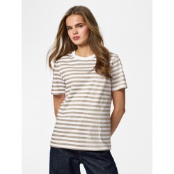 PIECES Ria kortærmet stribet t-shirt  - Silver Mink