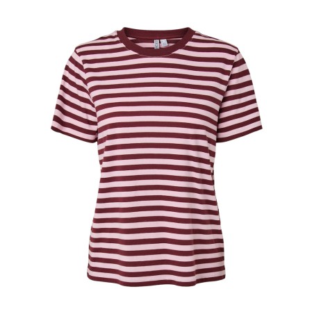 PIECES Ria kortærmet multicolor stribet t-shirt - Tawny Port / ROSEATE SPOONBILL