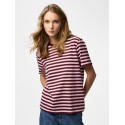 PIECES Ria kortærmet multicolor stribet t-shirt - Tawny Port / ROSEATE SPOONBILL