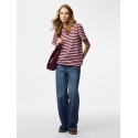 PIECES Ria kortærmet multicolor stribet t-shirt - Tawny Port / ROSEATE SPOONBILL