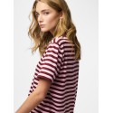 PIECES Ria kortærmet multicolor stribet t-shirt - Tawny Port / ROSEATE SPOONBILL