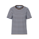 PIECES Ria kortærmet multicolor stribet t-shirt - Hot Fudge / CASHMERE BLUE