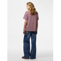 PIECES Ria kortærmet multicolor stribet t-shirt - Tawny Port / ROSEATE SPOONBILL