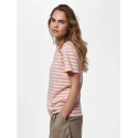 PIECES Ria kortærmet multicolor stribet t-shirt - French Vanilla / Sea Pink