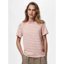 PIECES Ria kortærmet multicolor stribet t-shirt - French Vanilla / Sea Pink