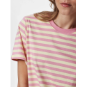 PIECES Ria kortærmet multicolor stribet t-shirt - French Vanilla / Sea Pink