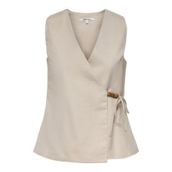 ONLY Baia ærmeløs hør wrap vest - Chateau Gray MELANGE