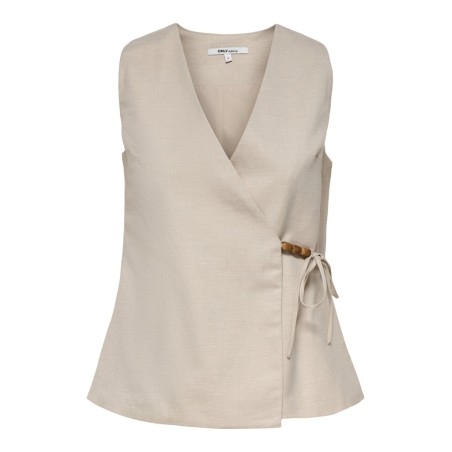 ONLY Baia ærmeløs hør wrap vest - Chateau Gray MELANGE