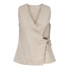 ONLY Baia ærmeløs hør wrap vest - Chateau Gray MELANGE
