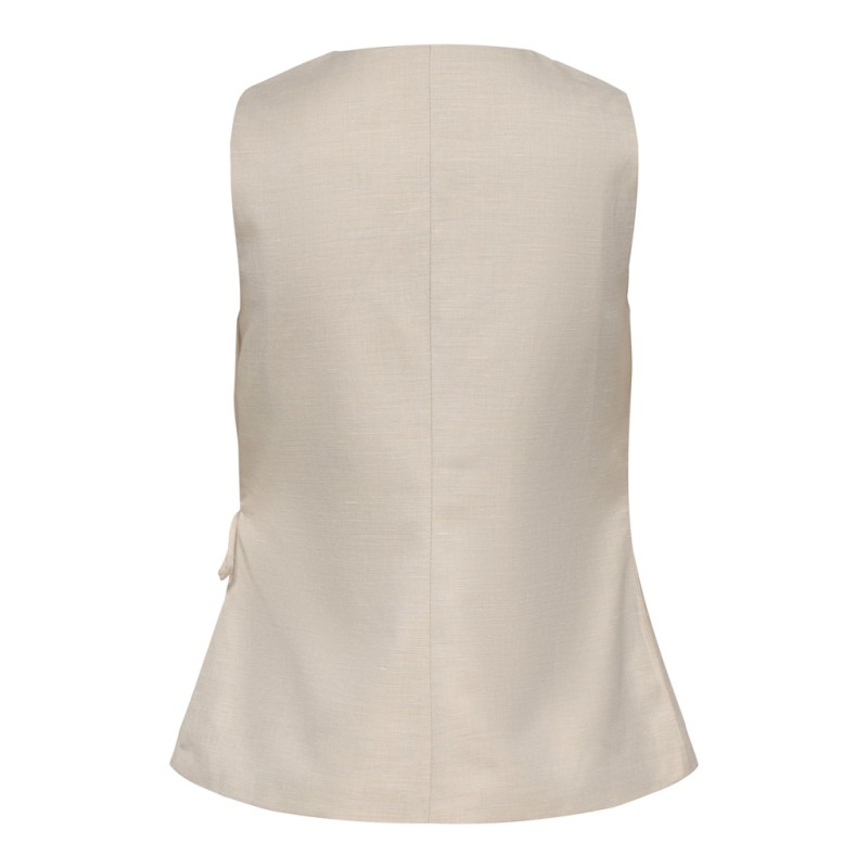 ONLY Baia ærmeløs hør wrap vest - Chateau Gray MELANGE