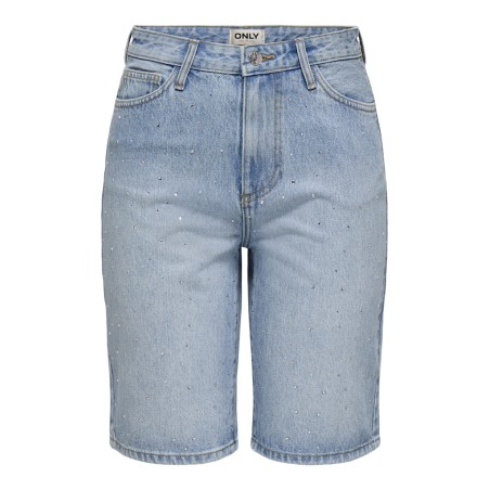 ONLY Sonny wide rhinst denim shorts - Medium Blue Denim