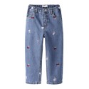 NAME IT Mini Bella barrel broderi jeans - Medium Blue Denim
