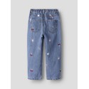 NAME IT Mini Bella barrel broderi jeans - Medium Blue Denim