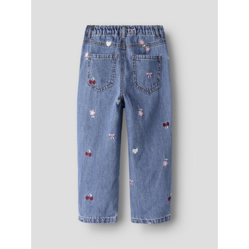 NAME IT Mini Bella barrel broderi jeans - Medium Blue Denim