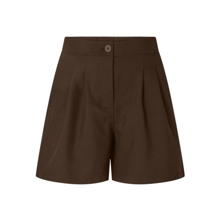 PIECES Bosella højtaljet pleated shorts - Hot Fudge