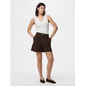 PIECES Bosella højtaljet pleated shorts - Hot Fudge