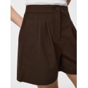 PIECES Bosella højtaljet pleated shorts - Hot Fudge