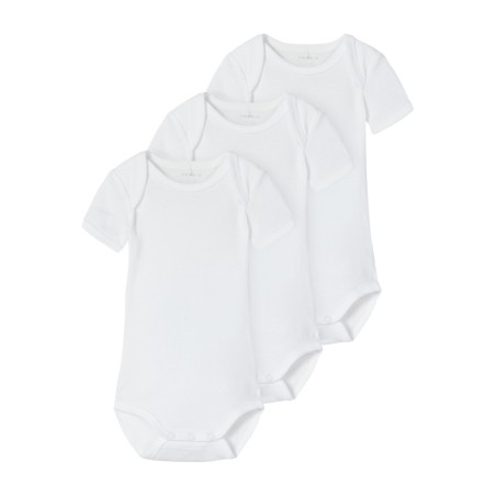 NAME IT BABY Unisex kortærmet body 3 pack - bright white