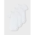 NAME IT BABY Unisex kortærmet body 3 pack - bright white