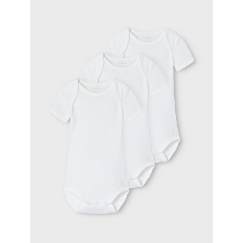 NAME IT BABY Unisex kortærmet body 3 pack - bright white