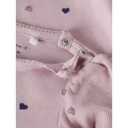 NAME IT BABY Nutti længærmet bodystocking - Burnished Lilac HEARTS