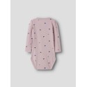 NAME IT BABY Nutti længærmet bodystocking - Burnished Lilac HEARTS