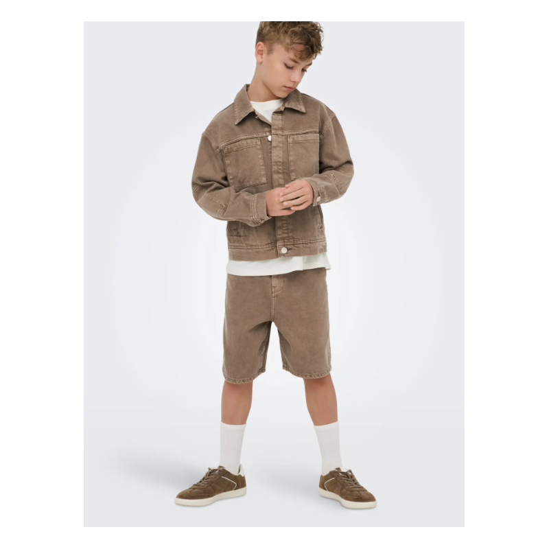 ONLY & SONS JUNIOR fade loose denim shorts - Brown Denim