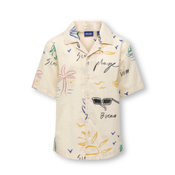 ONLY & SONS JUNIOR Luke resort kortærmet skjorte - Antique White SKETCH COLORS