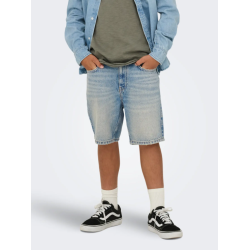 ONLY & SONS JUNIOR Edge tint denim shorts - Medium Blue Denim TINTED