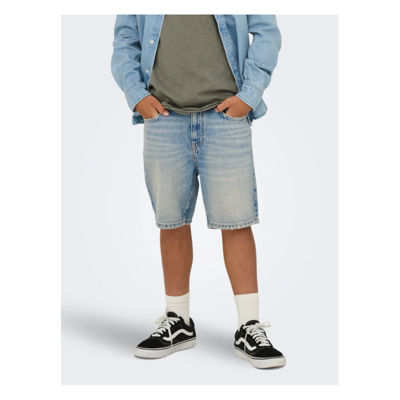 ONLY & SONS JUNIOR Edge tint denim shorts - Medium Blue Denim TINTED
